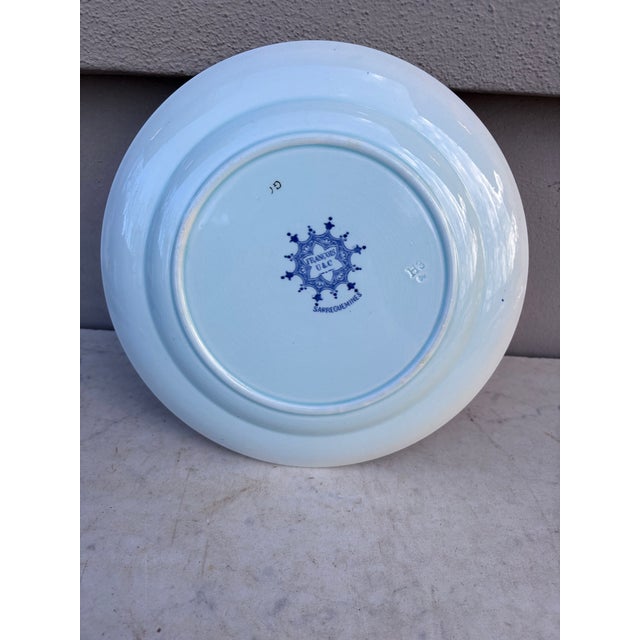 Late 19th Century 19th Century Set of 6 French Blue & White Faience Dinner Plates Sarreguemines For Sale - Image 5 of 7