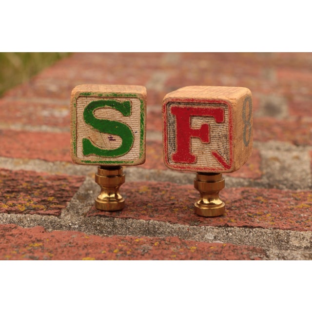 Alphabet Block Lamp Finials - a Pair For Sale In Madison - Image 6 of 7