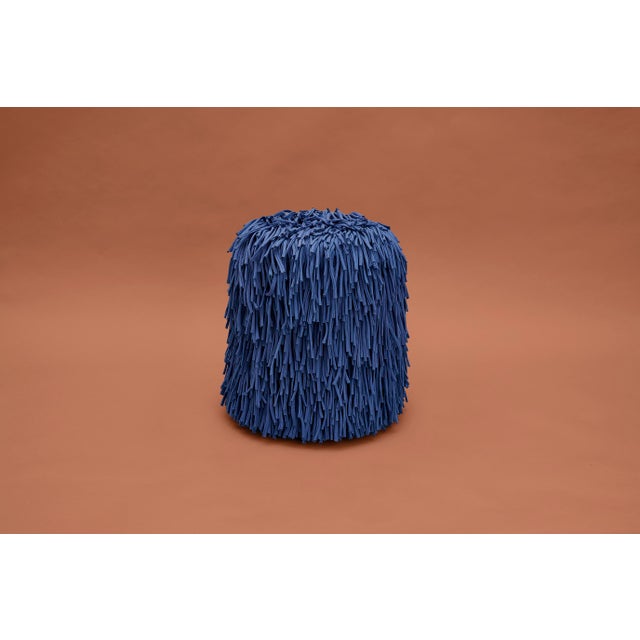 2020s New Blue Woody Pouf Designed by Houtique For Sale - Image 5 of 5