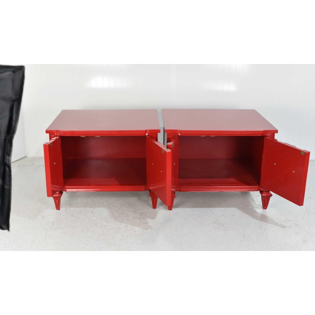 Mid Century Transitional Pair of Nightstands in Red - Newly Painted For Sale In Chicago - Image 6 of 12