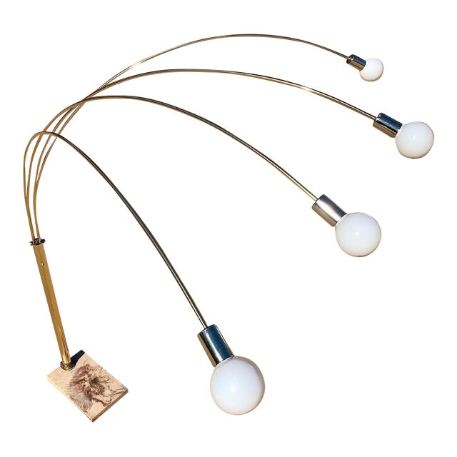 Vintage Nova of California Multi-Arm Brass Arc Lamp With Marble Base For Sale