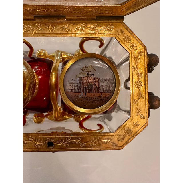 Antique 19th Century Grand Tour Bohemian Ruby Red and Clear Crystal and Ormolu Perfume Box For Sale - Image 11 of 12