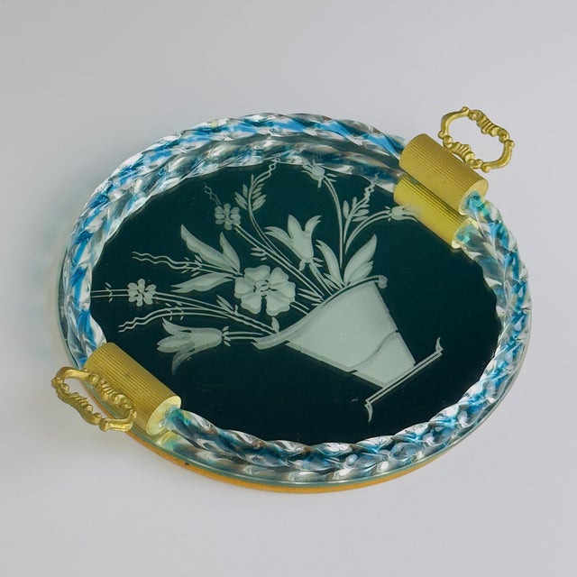 Vintage Venetian Glass Mirror Tray, Italy, 1950s For Sale - Image 12 of 17