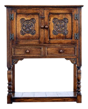 Gothic Revival English Carved Oak Cupboard, 1980s
