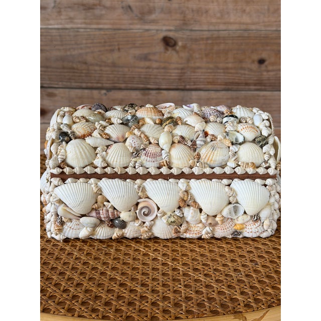 Vintage Handcrafted Shell-Covered Coastal Keepsake Box For Sale - Image 9 of 11