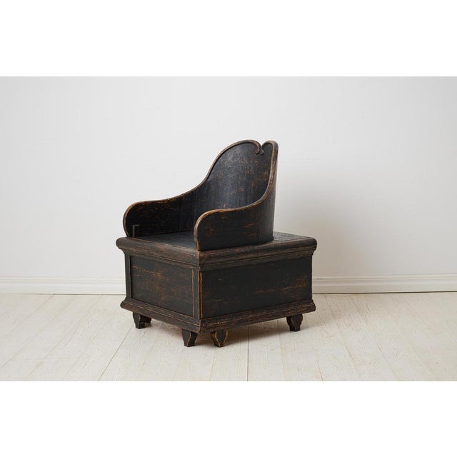 Antique Folk Art Chair with Storage, 1800s For Sale - Image 4 of 10