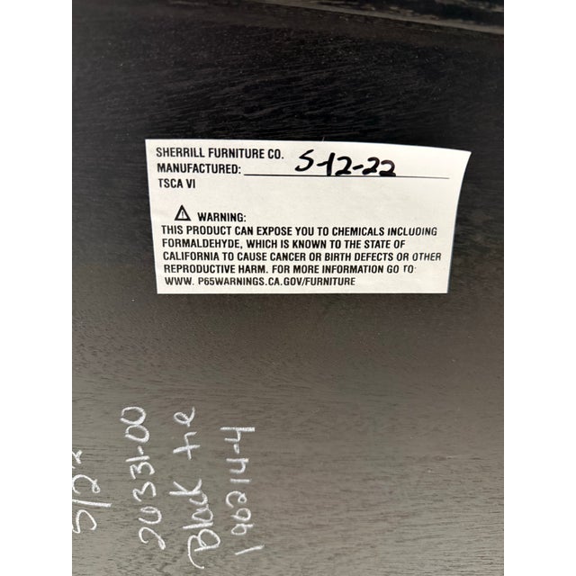 Hickory White Modern Black Lacquer Console Desk With Brass Trim and Drawer For Sale - Image 11 of 12