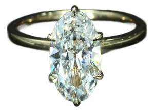 3ct Lab-Grown Moval Diamond Solitaire Engagement Ring in 14k Yellow Gold Size 8