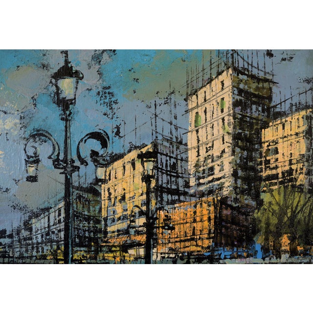 This large horizontal stunner depicts a view of a Paris bridge over the Seine River with dramatic colors. Very similar to...