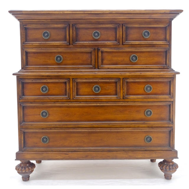 Baker 10 Drawer High Boy Chest Dresser Paper Lined Drawers MINT! For Sale - Image 14 of 18