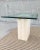 Alabaster Artedi Brass-X Pedestal Glass End Table in Polished Travertine Italy For Sale - Image 8 of 13