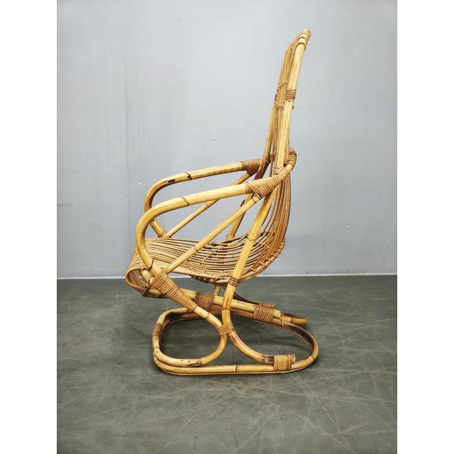 Vintage Italian Rattan Lounge Chair by Tito Agnoli, 1950s For Sale - Image 15 of 16