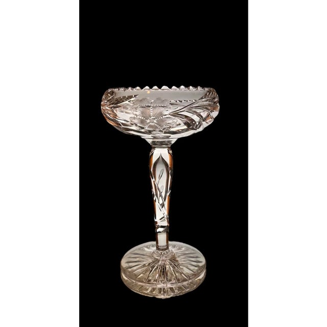 Glass Antique American Brilliant Period Comport Bubble Stem For Sale - Image 7 of 9
