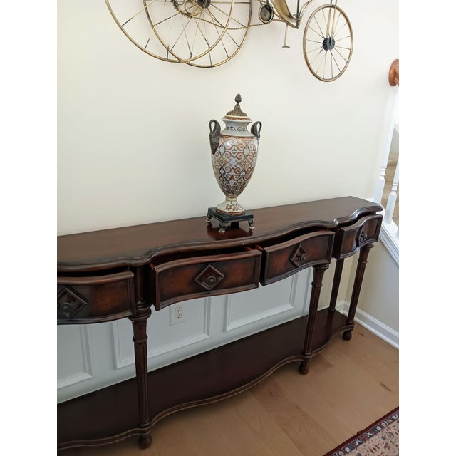 Wood Make a Grand Impression in a Compact Space With the 72-Inch Hall Console Table From Hooker For Sale - Image 7 of 8
