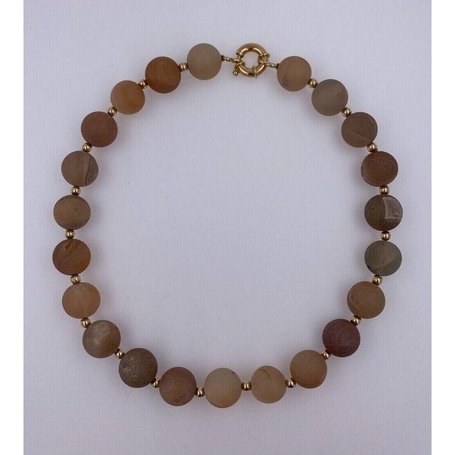 Early 21st Century Natural Brown Pink Rutilated Quartz Round Circle Sphere Beads 14 Karat Yellow Gold For Sale - Image 5 of 9