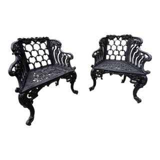 Vintage Cast Iron Garden Chairs - A Pair For Sale
