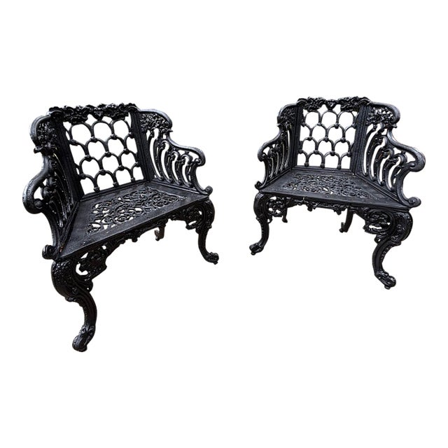Vintage Cast Iron Garden Chairs - A Pair For Sale