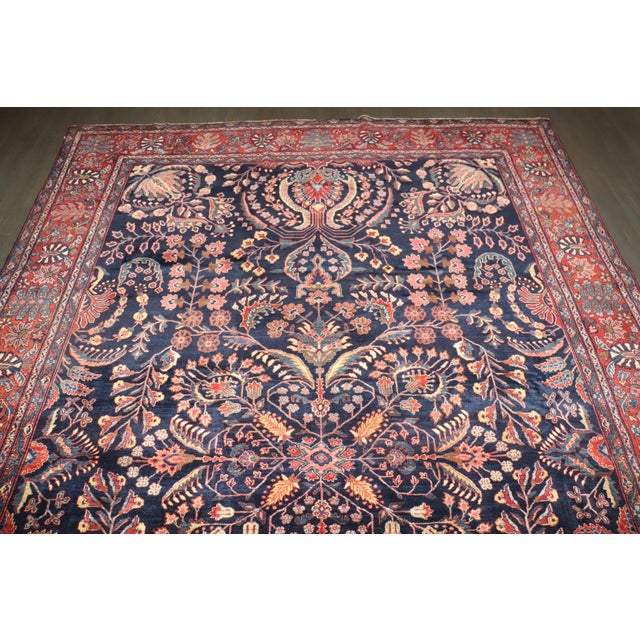 Navy Blue Navy Sarouk Ferehan Rug rug no.j5088 For Sale - Image 8 of 13