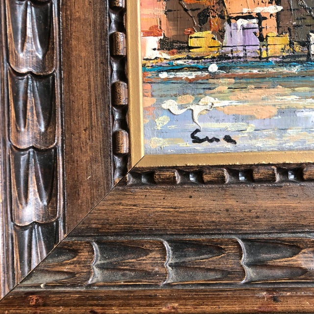 Original painting on stretched canvas 8 x 10 signed bottom left overall size with original vintage frame is 13 x 15