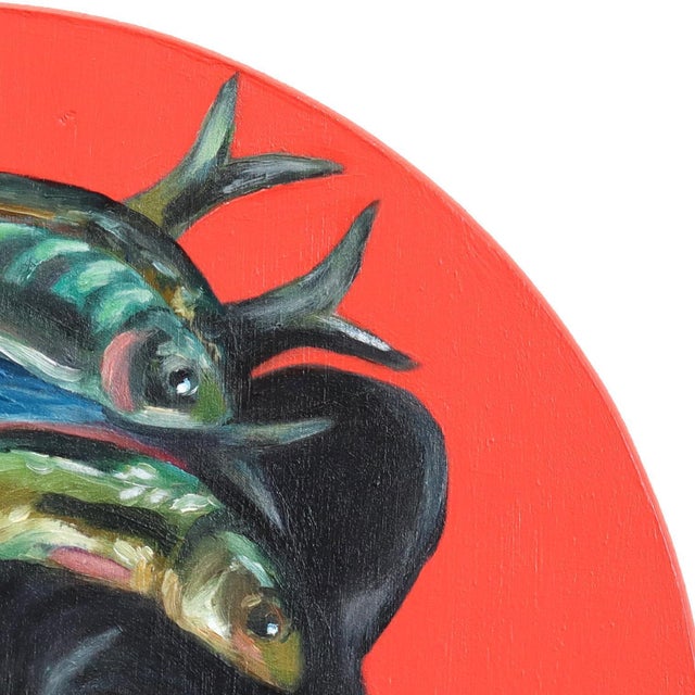 Black Bear's Fish Tower Top Hat - Original Black Bear and Fish Pop Art Oil Painting For Sale In Los Angeles - Image 6 of 9
