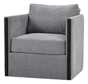 Mid-Century Minimalist Swivel Chair in Gray Upholstery