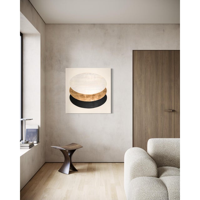 Contemporary Rebecca Koury "Eclipsing the Past" Gold Black Eclipse Contemporary Abstract, Acrylic and Mixed Media on Canvas, Carmel Ca Art, Future Forward, 2026 For Sale - Image 3 of 3
