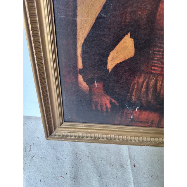 1970s Antique English Woman Print in Gold Frame For Sale - Image 4 of 9