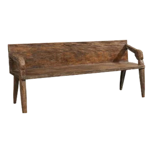 Mid 20th Century Dutch Colonial Carved-Teak Bench with Back