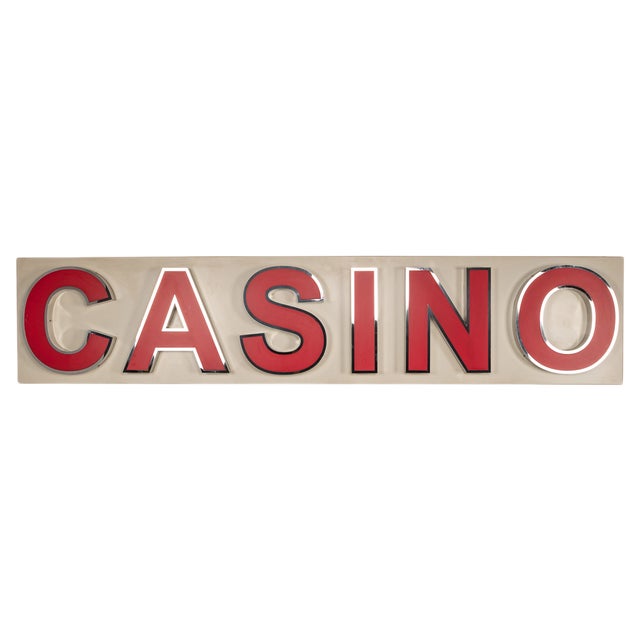 Illuminating Casino Advertising Sign, 1970s For Sale