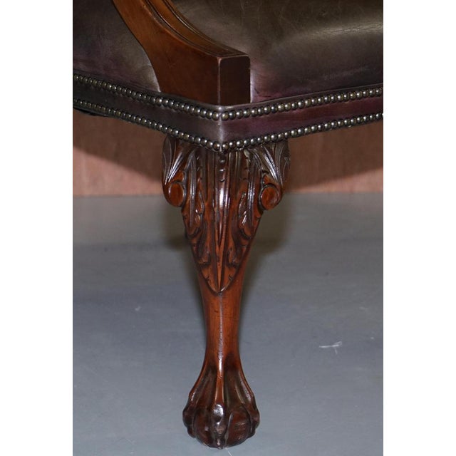 George II Gainsborough Carver Chesterfield Leather Armchair with Claw and Ball Feet For Sale - Image 11 of 18