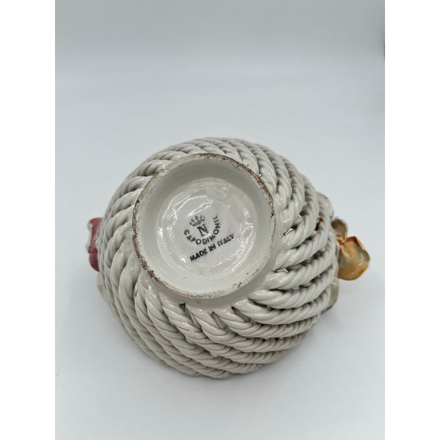 Vintage Italian Capodimonte Woven Rose Basket For Sale - Image 10 of 12