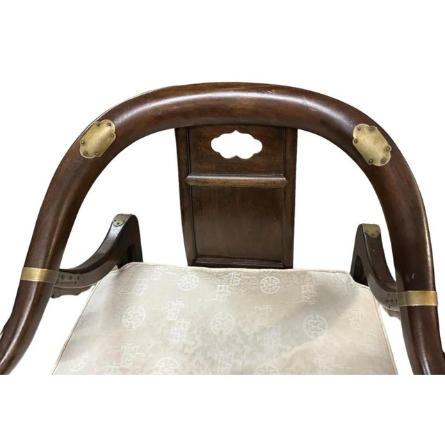 Chinoiserie Michael Taylor for Baker Furniture Grand Rapids Chinoiserie 'Far East Collection' Horseshoe Chair - Vintage Mid 20th Century For Sale - Image 3 of 5