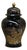 Oriental Black Glaze Porcelain Temple Jar Golden Flower Graphic For Sale