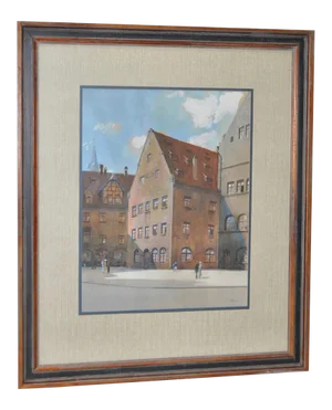 Franz Schmidt "Nuremberg Landscape" Original Gouache on Paper c.1930s