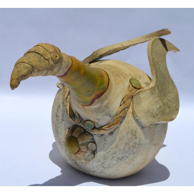 1950s Abstract Italian Ceramic Pottery Wood Bird Sculpture Mixed Media Handmade For Sale In Miami - Image 6 of 17