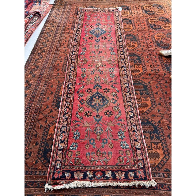 Antique Lilihan Sarouk Runner Open Artistic Design in Rare Narrow Size Rug 2.8 x 9.7 For Sale - Image 9 of 10