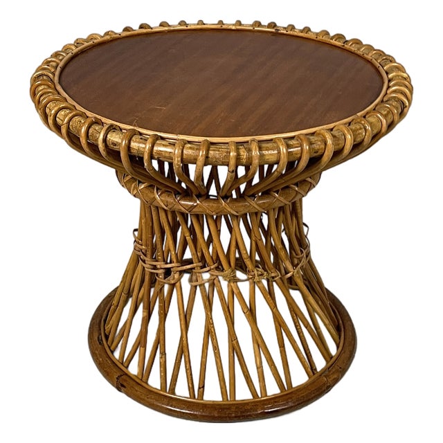 Mid-Century Modern Italian Rattan Coffee Table attributed to Franco Albini, 1960s For Sale