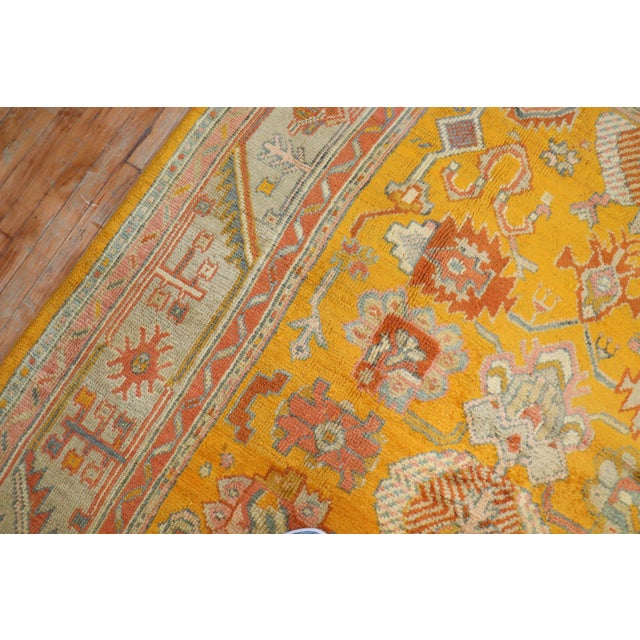 Rustic Stunning Mango Antique Turkish Oushak Rug For Sale - Image 3 of 6