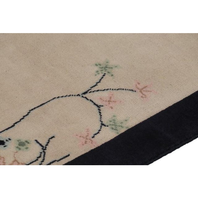 2010s Rug & Kilim’s Chinese Art Deco Style Rug, White Open Field With Floral Pattern For Sale - Image 5 of 7