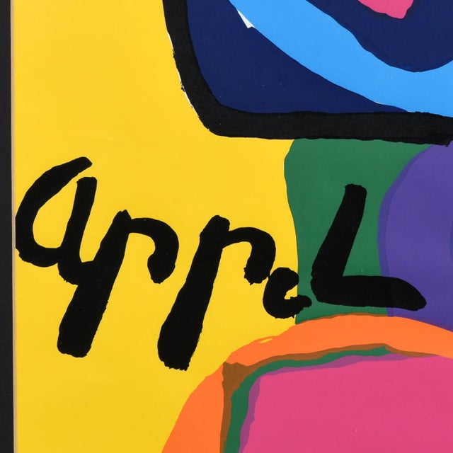 Yellow 1960s Karel Appel Colorful Rhino and Monkey Framed Print For Sale - Image 8 of 8