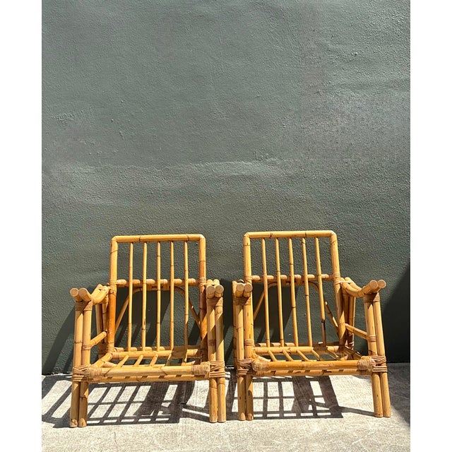 Vintage Pagoda Rattan Lounge Chairs After John Wisner For Sale - Image 12 of 12
