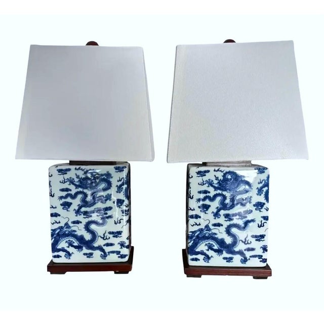 Ralph Lauren Blue & White Dragon Lamps — New with Tags, Pair Beautiful pair of Ralph Lauren porcelain lamps featuring blue...