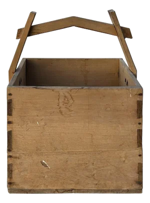 Vintage Rustic Raw Wood Light Tan Square With Handle Wood Bucket