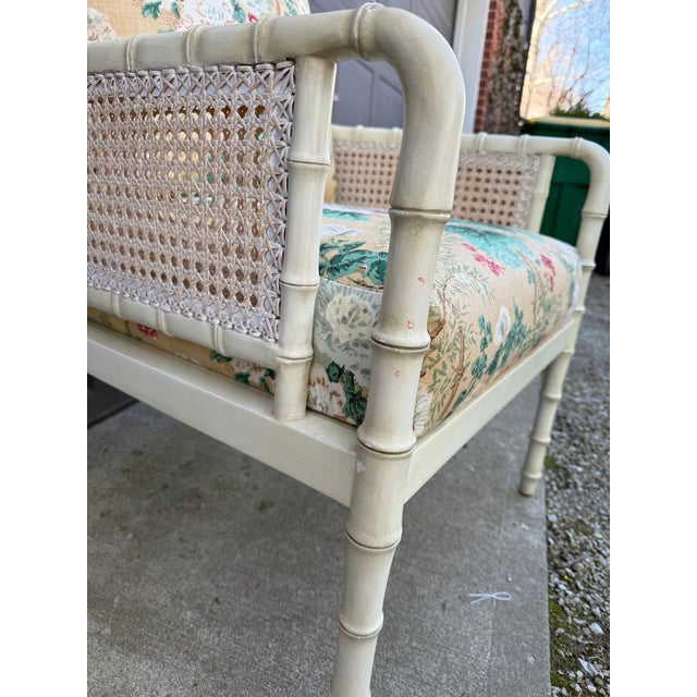 1990s Palecek Faux Bamboo Cane Chair For Sale - Image 14 of 15
