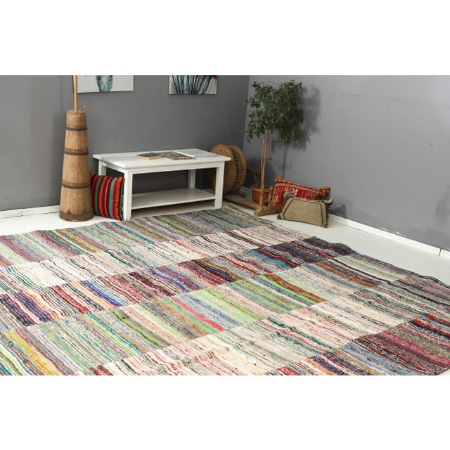Mid 20th Century Large Vintage Turkish Rag Rug For Sale In Los Angeles - Image 6 of 7