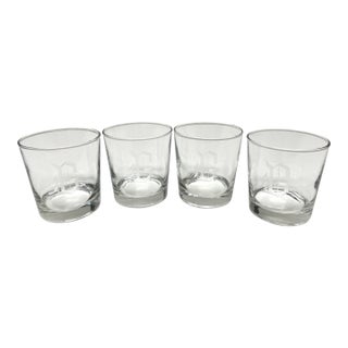 Monogrammed “G” Low Ball Rocks Glasses Set of 4 For Sale