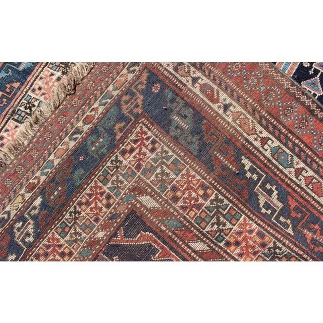 Geometric Design Antique Persian Afshar Rug With Multi-Layered Border For Sale - Image 12 of 13