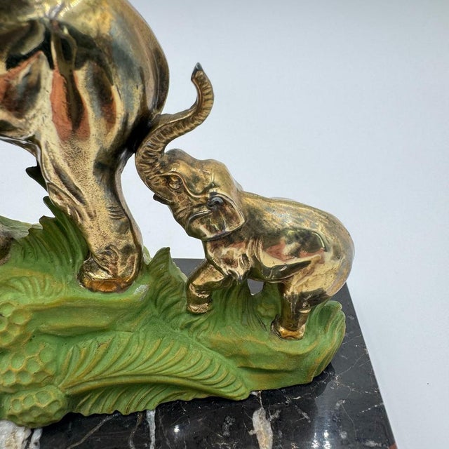 Metal Art Deco Bookends with Brass and Marble Elephants, 1930s, Set of 2 For Sale - Image 7 of 10