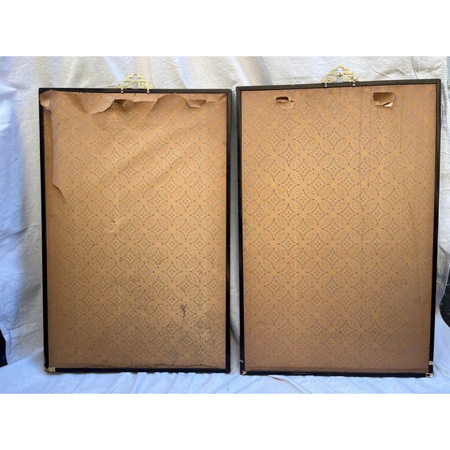 Antique Japanese Hand Painted Panels a Pair For Sale - Image 9 of 12