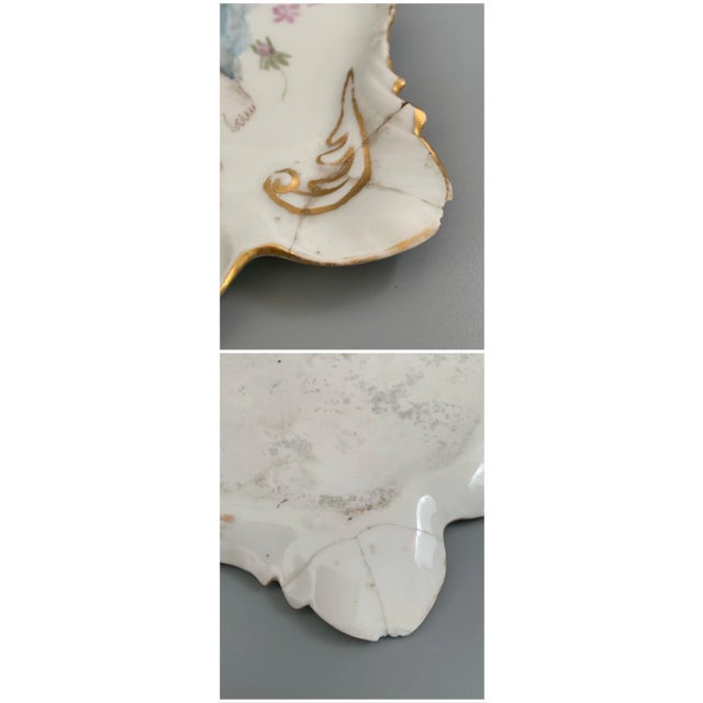 Antique 1900s Art Nouveau Belle Epoque Limoges Porcelain Jean Pouyat Hand Painted Cake Dish Plate For Sale - Image 11 of 13